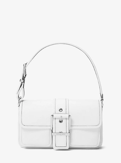 Shop Michael Kors Colby Medium Leather Shoulder Bag In White