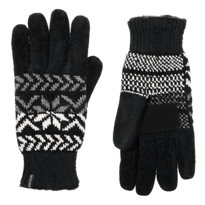 Shop Isotoner Women's Chenille Snowflake Gloves In Black
