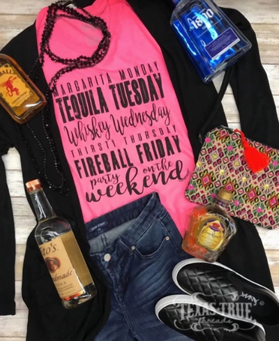Shop Texas True Threads Weekday Drinks V-neck Tee In Pink