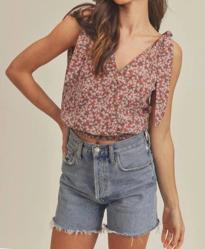 Aemi + Co Floral Tank Blouse In Mauve In Multi