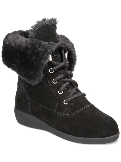 Style & Co Aubreyy Womens Faux Fur Lined Ankle Winter & Snow Boots In Black