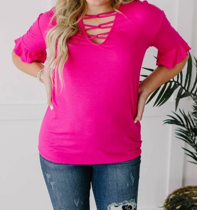 Shop 143 Story Crossing Wires Top In Fuchsia In Pink