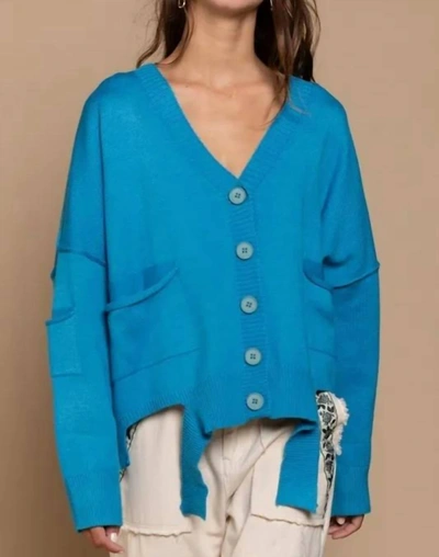 Shop Pol V-neck Cardigan In Sapphire Blue