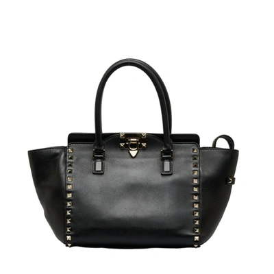 Shop Valentino Rockstud Leather Shoulder Bag () In Black