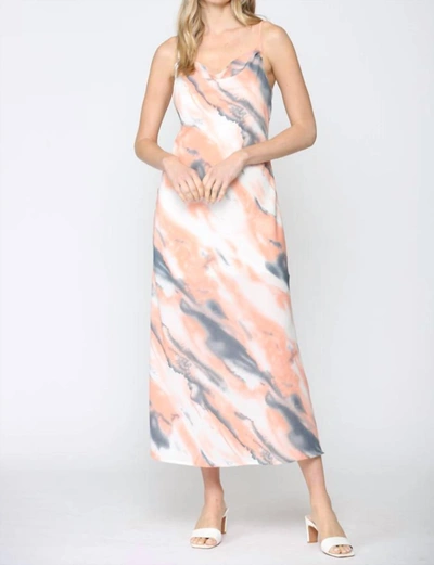 Shop Fate Tie Dye Maxi Slip Dress In Salmon And Teal In Multi