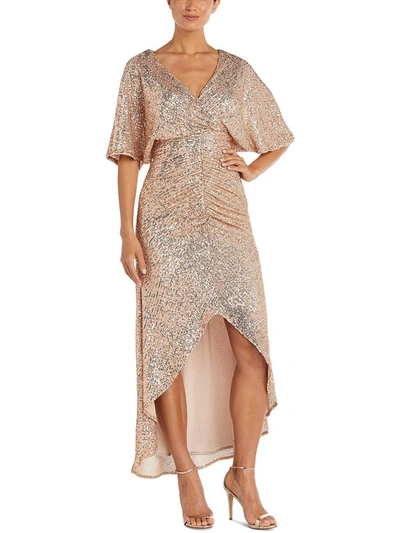 Shop Nw Nightway Womens Sequined Tea-length Evening Dress In Gold