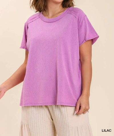 Shop Umgee Round Neck Short Sleeve T-shirt In Lilac In Blue