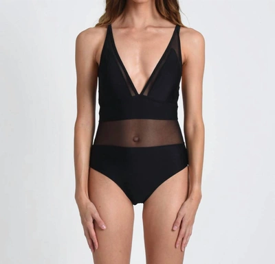 Shop Molly Bracken One-piece Swimsuit With Mesh In Black
