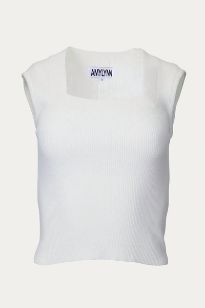 Shop Amylynn Amara Ribbed-knit Sleeveless Top In White
