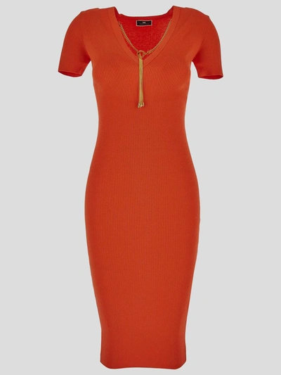 Shop Elisabetta Franchi Dresses In Coral Red