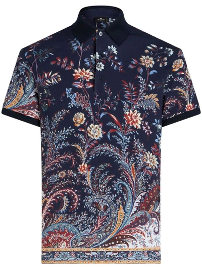 Shop Etro Rome Polo Clothing In Blue