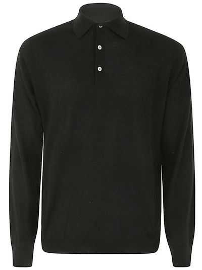 Filippo De Laurentiis Long Sleeves Polo In Black