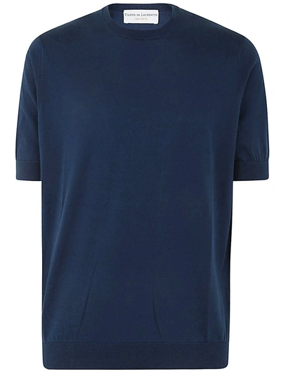 Shop Filippo De Laurentiis Short Sleeves Crew Neck Sweater Clothing In Blue