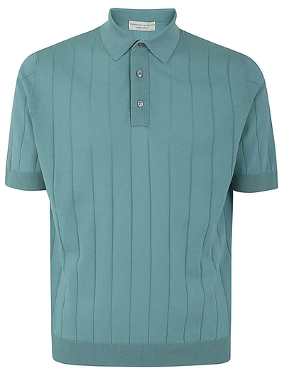 Shop Filippo De Laurentiis Short Sleeves Ribbed Polo Clothing In Blue