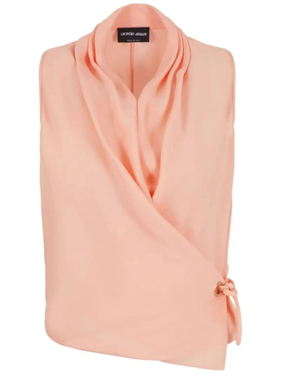 Shop Giorgio Armani Crossed Sleeveless Top Clothing In Pink & Purple