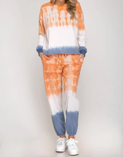 Shop She + Sky Vibrant Jogger Top In Tie Dye In Multi