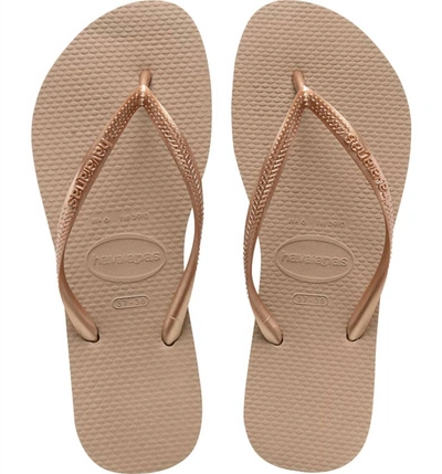 Shop Havaianas Women's Slim Flip Flop Sandal In Rose Gold In Multi