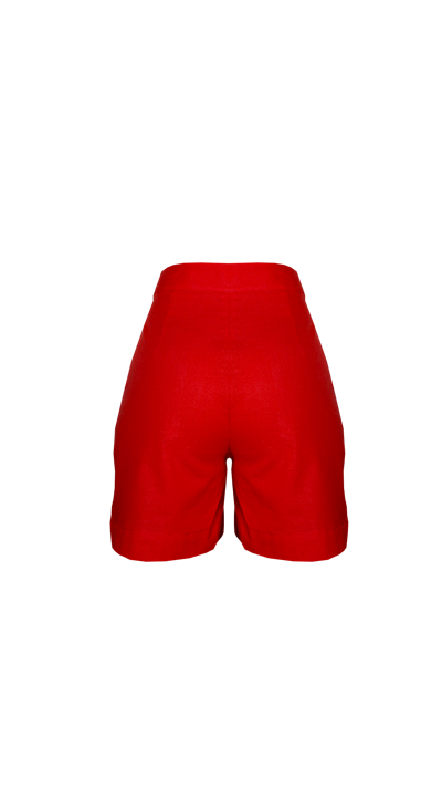 Shop Fenáreta Red Linen Shorts