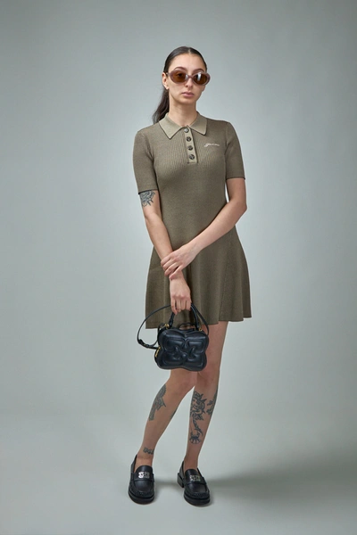 Shop Ganni Melange Knit Mini Dress