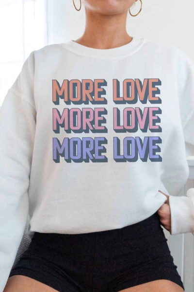 Shop Wknder More Love Crew Neck Sweatshirt In White, Pink, Purple, Blue In Multi