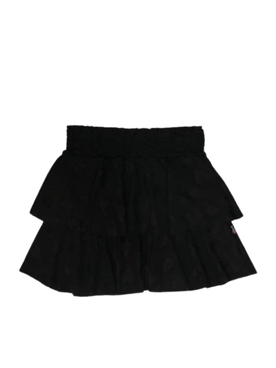 T2love Tier Skirt With Knit Hearts In Black In Black