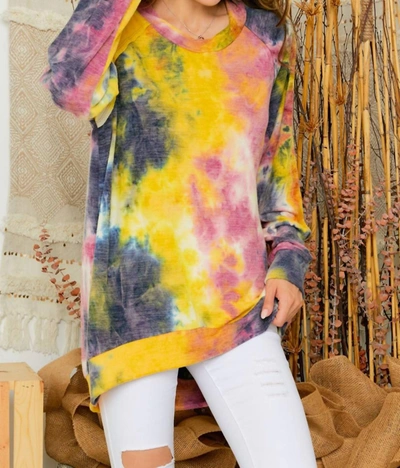 Adora Tie Dye Cold Shoulder Tunic In Multi