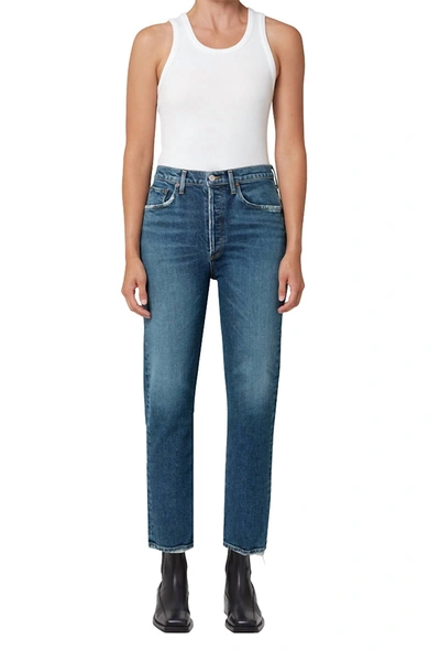 Shop Agolde Riley High Rise Crop Jean In Collective In Multi