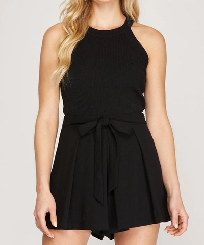 Shop She + Sky Woven Pleated Shorts In Black