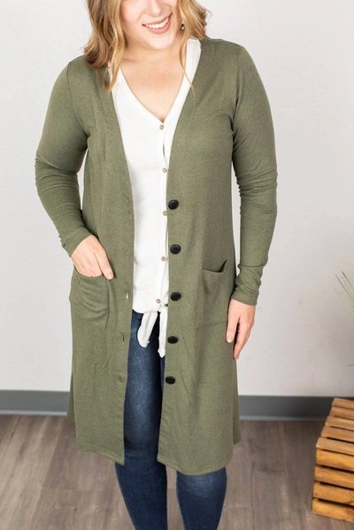 Shop Michelle Mae Colbie Cardigan In Olive In Green