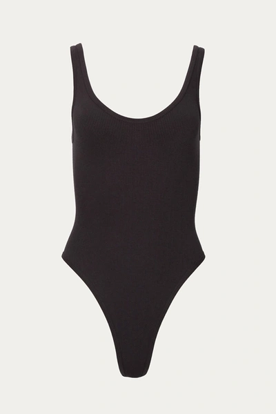 By Together Ribbed Stretch-modal Bodysuit In Black In Black