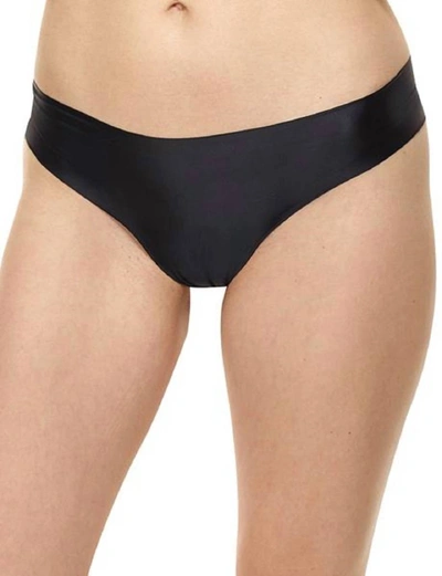 Shop Commando Luxe Satin Thong Panty In Black