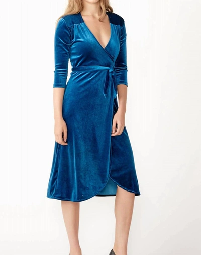Shop Cameo Body -con Velvet Wrap Dress In Peacock In Blue