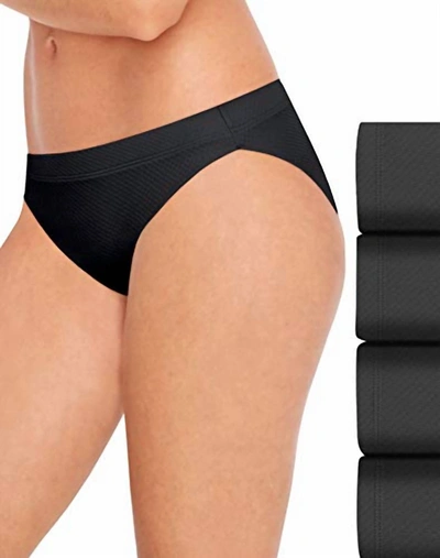 Shop Hanes Women's Ultimate Breathable Comfort Micro Mesh Bikini - 4 Pack In Black