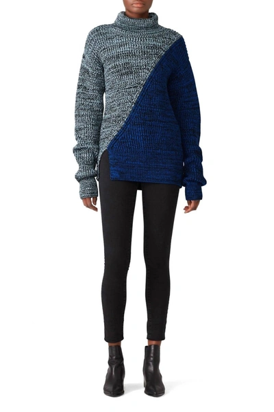 Shop Derek Lam 10 Crosby Bicolor Turtleneck Sweater In Blue