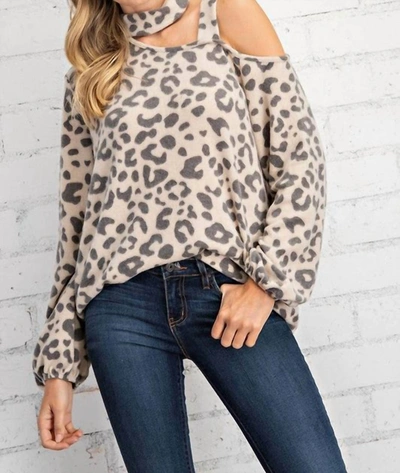 Shop Fsl Apparel One Shoulder Sweater In Leopard In Multi