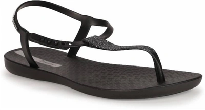 Shop Ipanema Shimmer T-strap Flip Flops In Black