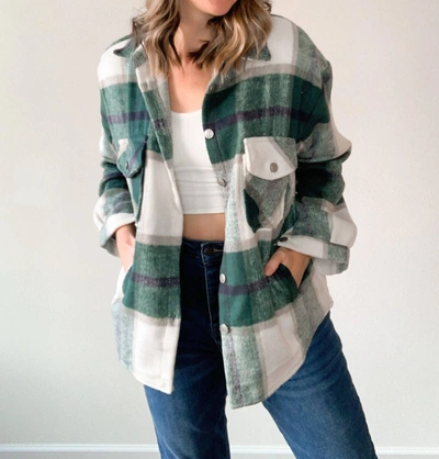 Shop Miss Sparkling Shackin' Up Plaid Shacket In Green