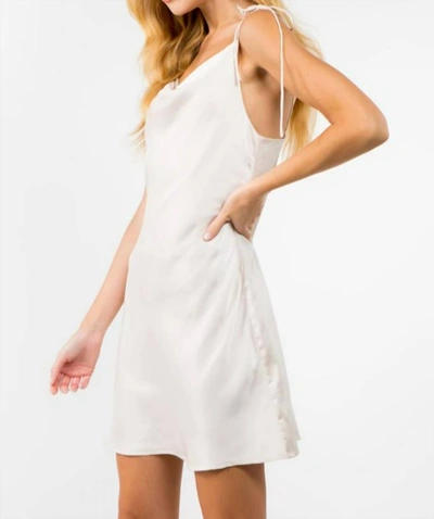 Shop Fanco Satin Cowl Neck Shoulder Tie Mini Dress In Ivory In Multi