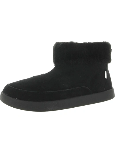 Shop Sanuk Roll-top Womens Suede Faux Fur Ankle Boots In Black