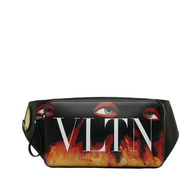 Shop Valentino Vltn Leather Shoulder Bag () In Black