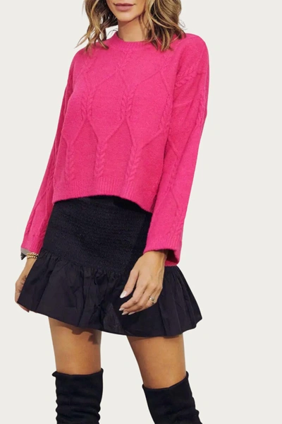 Shop J.nna Cable-knit Crewneck Sweater In Pink