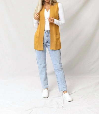 Cielo Gentry Open Front Sleeveless Cardigan In Mustard In Yellow