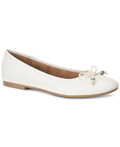 Shop Style & Co Women's Monaee Bow Slip-on Ballet Flats, Created For Macy's In White