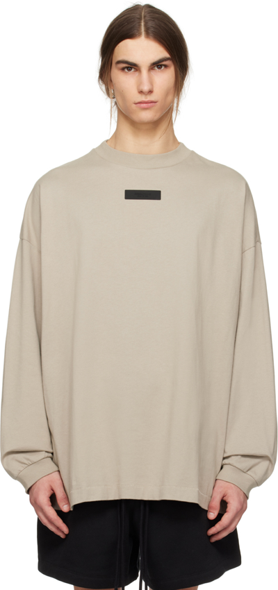 Shop Essentials Gray Patch Long Sleeve T-shirt In Seal