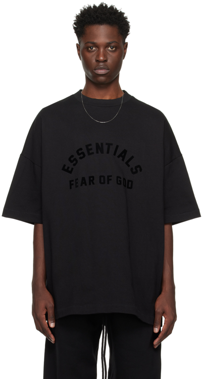 Shop Essentials Black Crewneck T-shirt In Jet Black
