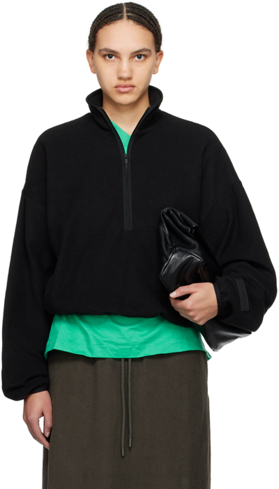 Shop Essentials Black Half-zip Sweatshirt In Jet Black