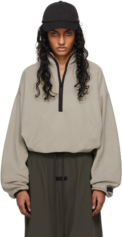 Shop Essentials Gray Half-zip Sweatshirt In Seal