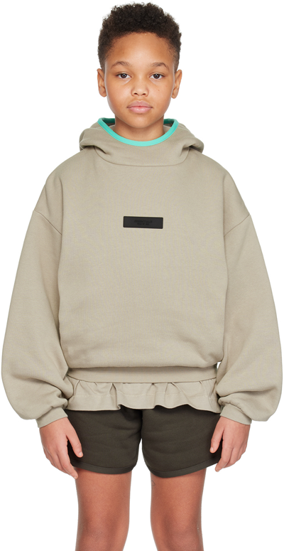 Shop Essentials Kids Gray Patch Hoodie In Seal