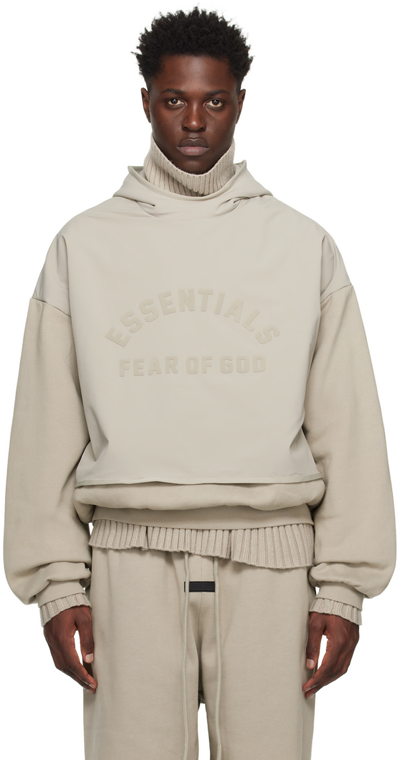 Shop Essentials Gray Layered Hoodie In Seal/ Seal