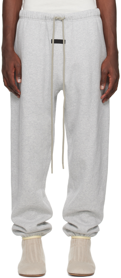 Shop Essentials Gray Drawstring Sweatpants In Light Heather Grey